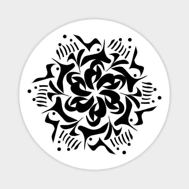 Black mandala art Magnet by Fadmel